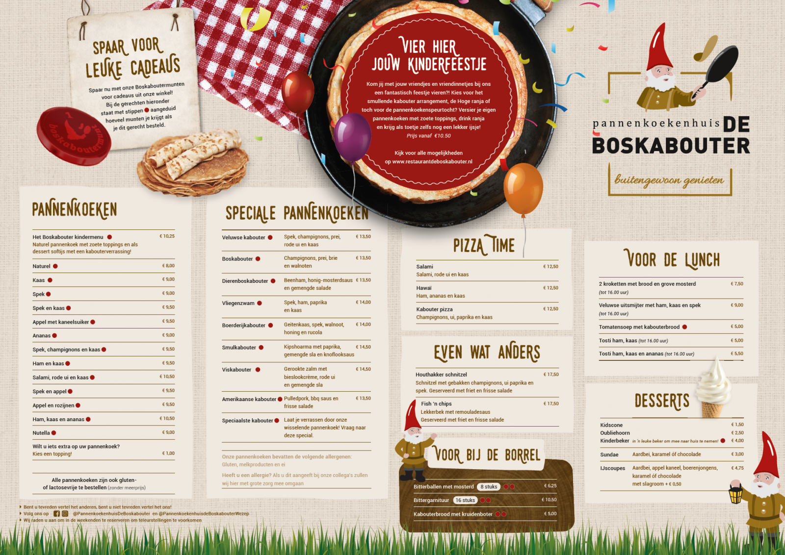Menu Pannenkoekenrestaurant de Boskabouter Pannenkoekenhuis Wezep Pannenkoekenhuis